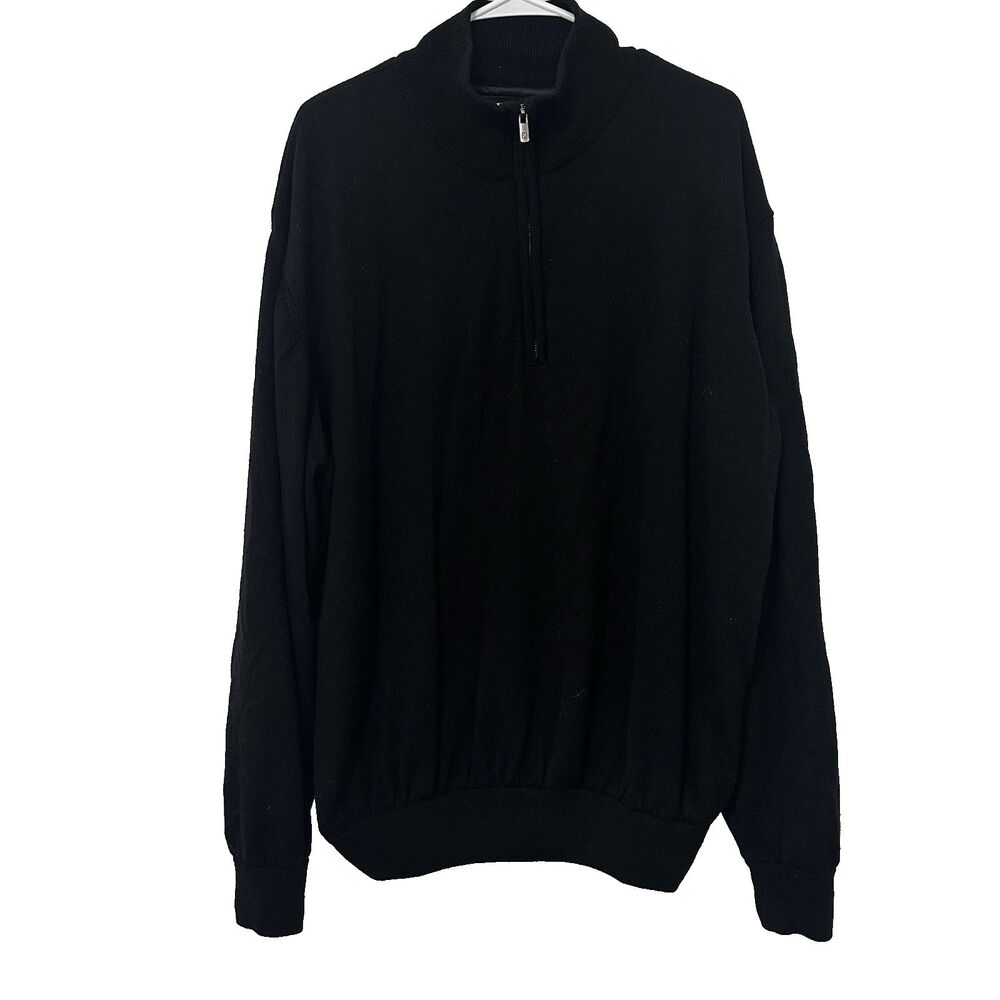 FootJoy FJ Men’s Black 100% Wool Full Zip Lined Golf Wind Sweater Long Sleeve XL